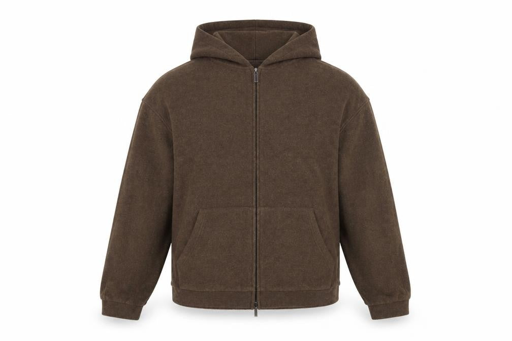Mulvan Women’s Brown S Full Zip Hooded Fleece Hoodie Pockets