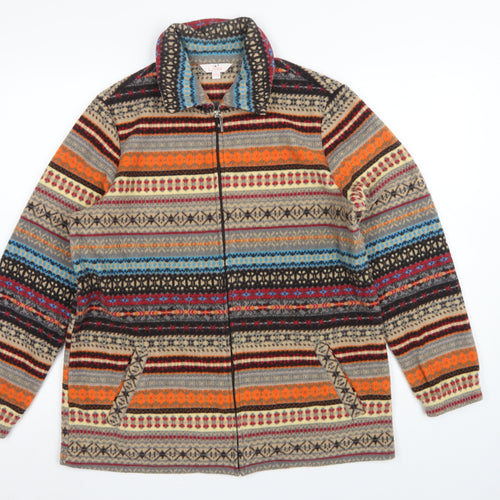 Julipa Women Multicoloured UK 12/14 Fair Isle Fleece Full Zip Jacket