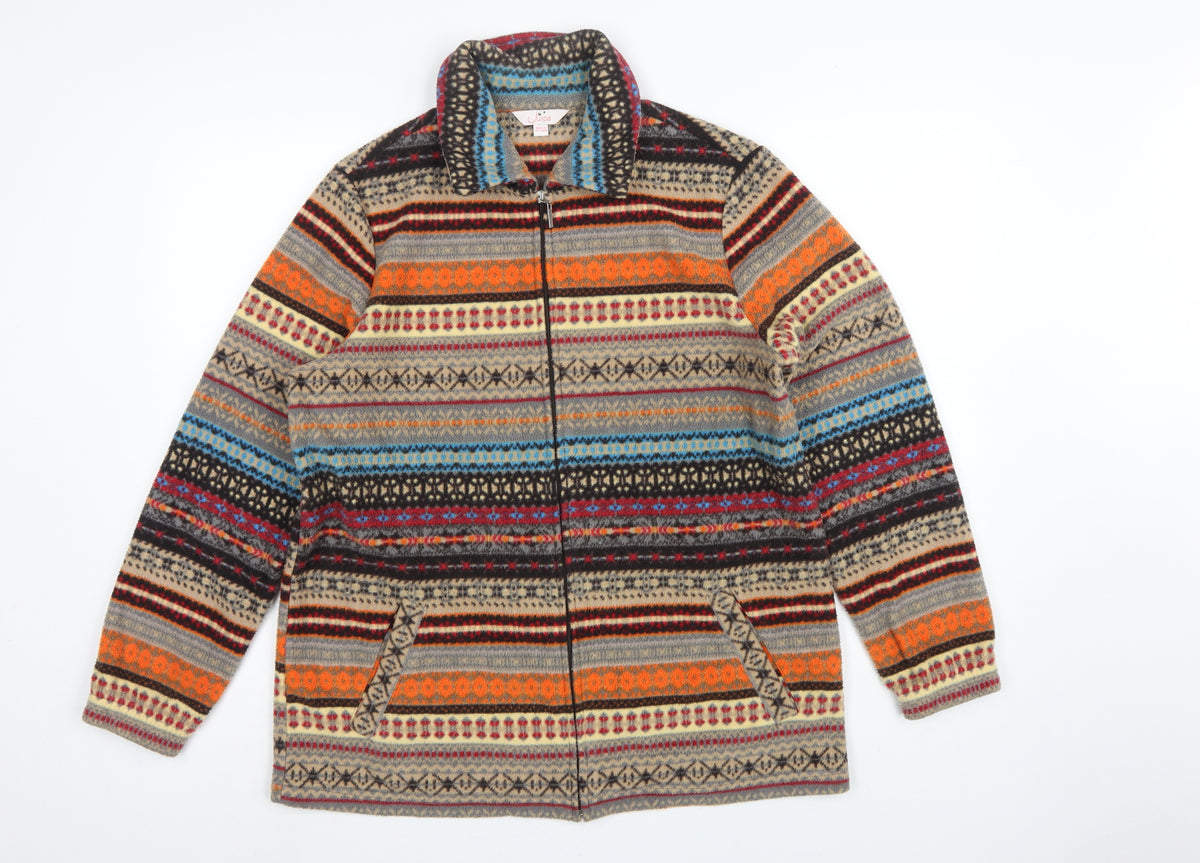 Julipa Women Multicoloured UK 12/14 Fair Isle Fleece Full Zip Jacket