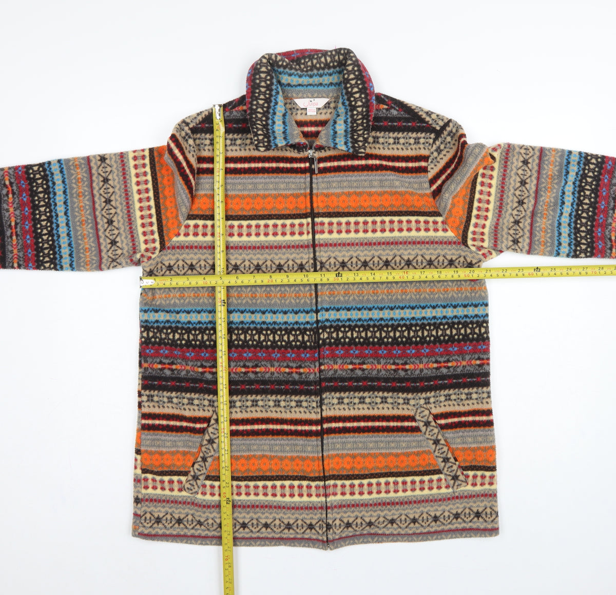 Julipa Women Multicoloured UK 12/14 Fair Isle Fleece Full Zip Jacket
