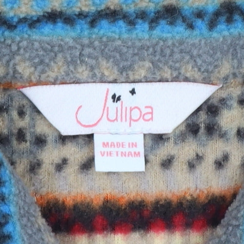 Julipa Women Multicoloured UK 12/14 Fair Isle Fleece Full Zip Jacket