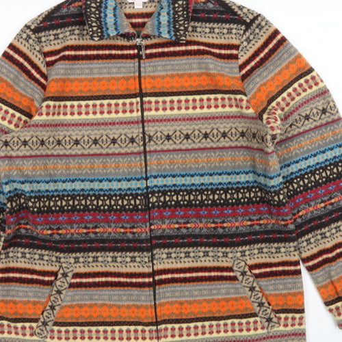 Julipa Women Multicoloured UK 12/14 Fair Isle Fleece Full Zip Jacket