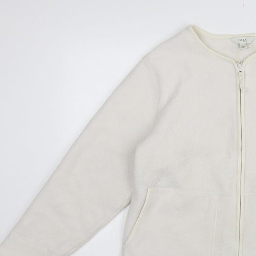 Marks and Spencer Women Ivory L Regular Fleece Full Zip Jacket