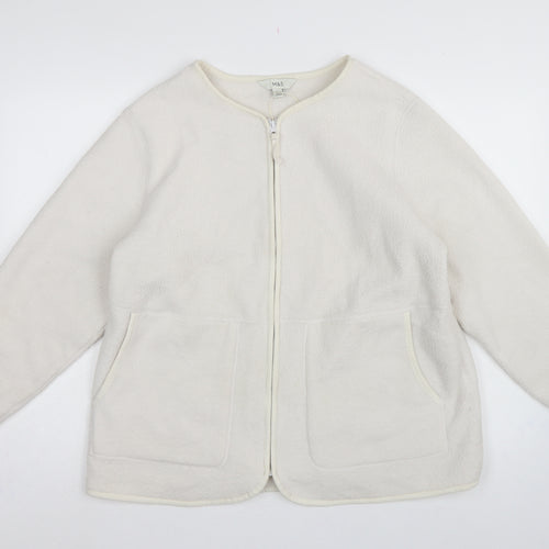 Marks and Spencer Women Ivory L Regular Fleece Full Zip Jacket