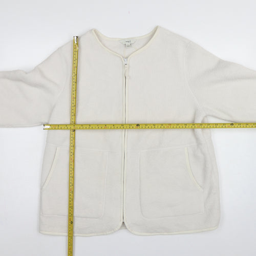 Marks and Spencer Women Ivory L Regular Fleece Full Zip Jacket