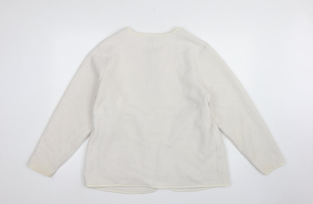 Marks and Spencer Women Ivory L Regular Fleece Full Zip Jacket