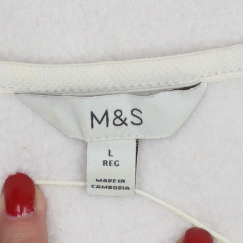Marks and Spencer Women Ivory L Regular Fleece Full Zip Jacket