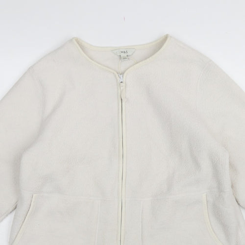 Marks and Spencer Women Ivory L Regular Fleece Full Zip Jacket