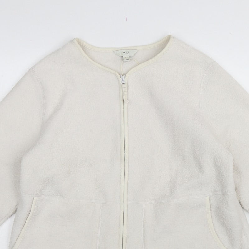 Marks and Spencer Women Ivory L Regular Fleece Full Zip Jacket
