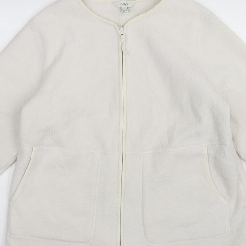 Marks and Spencer Women Ivory L Regular Fleece Full Zip Jacket