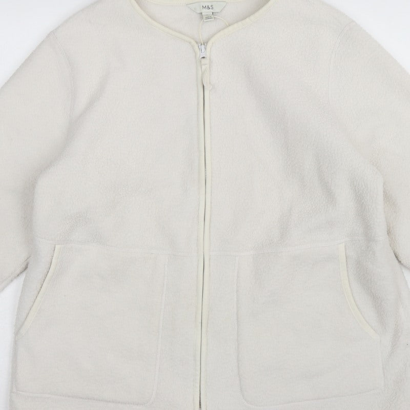 Marks and Spencer Women Ivory L Regular Fleece Full Zip Jacket