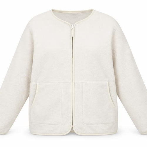 Marks and Spencer Women Ivory L Regular Fleece Full Zip Jacket
