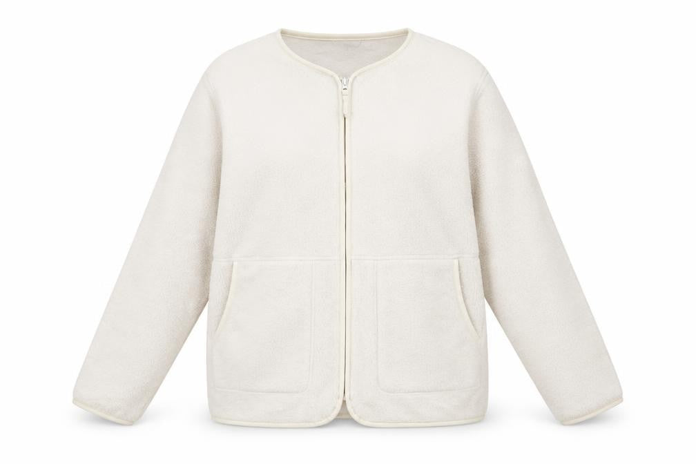 Marks and Spencer Women Ivory L Regular Fleece Full Zip Jacket