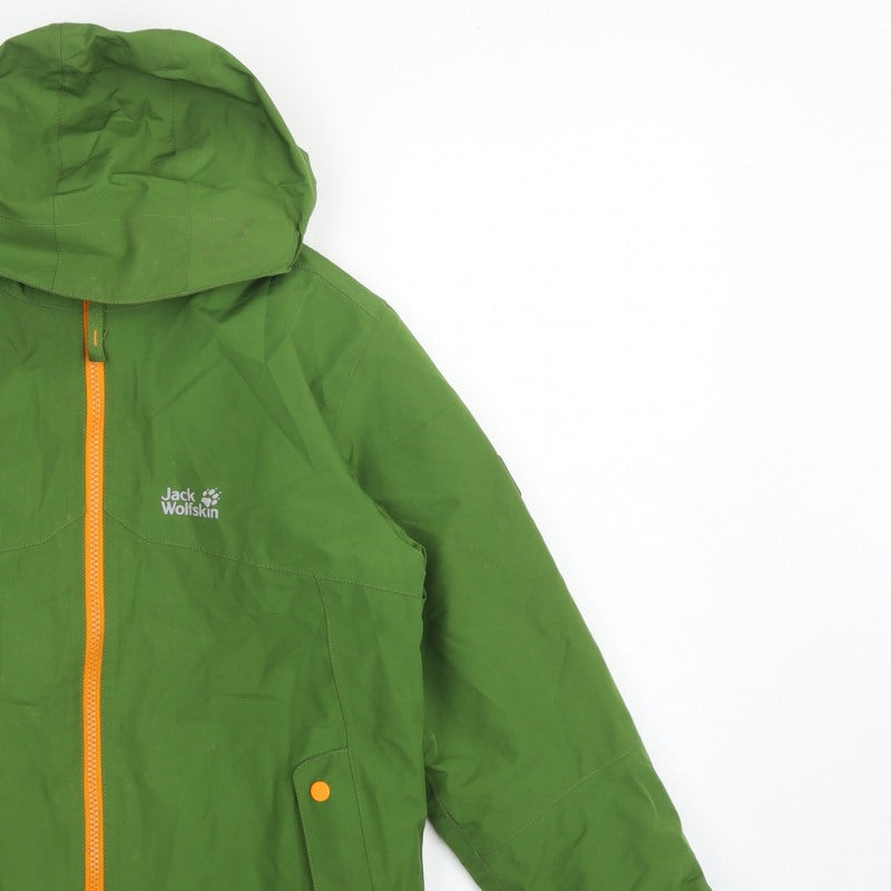 Jack Wolfskin Boys Green Hooded Jacket UK 9-10 Years Fleece Lined