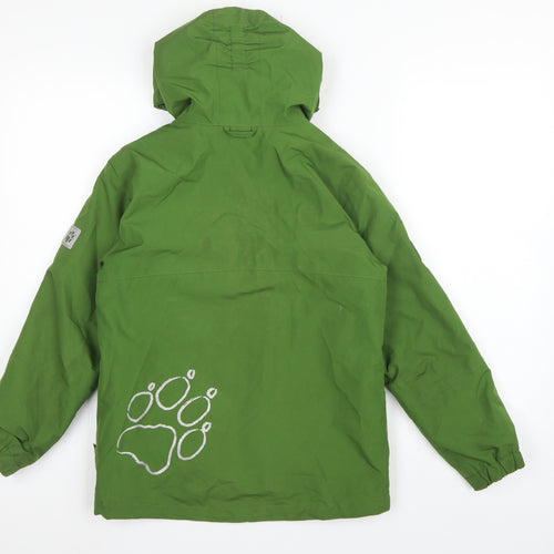 Jack Wolfskin Boys Green Hooded Jacket UK 9-10 Years Fleece Lined
