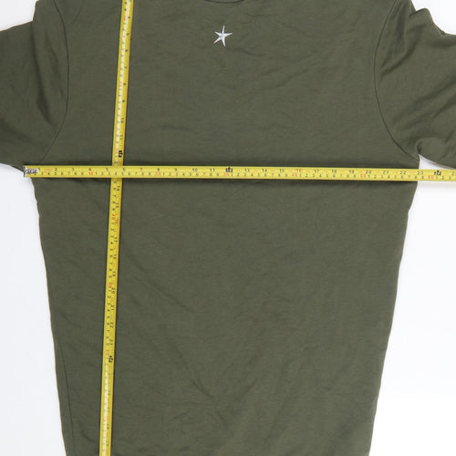 Emma Warren Women Green XS Star Embroidered French Terry Jumper Dress