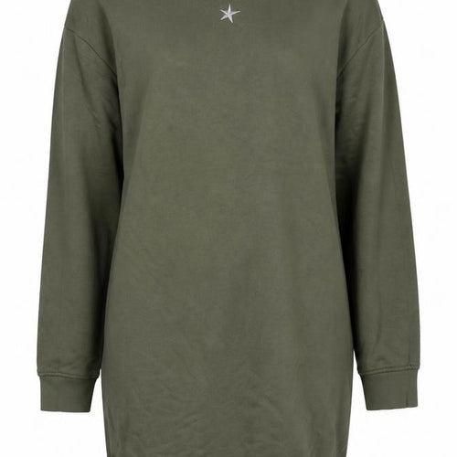 Emma Warren Women Green XS Star Embroidered French Terry Jumper Dress