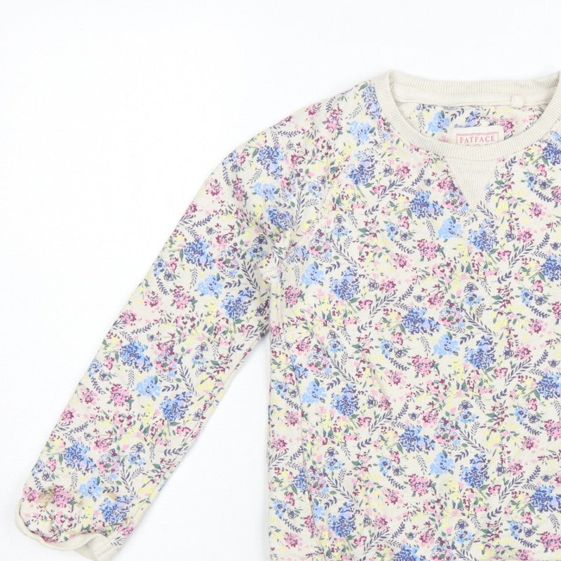 FatFace Girls Multicoloured Floral Sweatshirt 8-9 Years Pullover Crew Neck