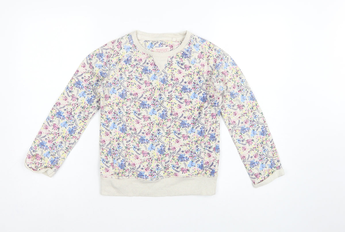 FatFace Girls Multicoloured Floral Sweatshirt 8-9 Years Pullover Crew Neck