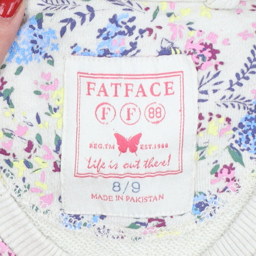 FatFace Girls Multicoloured Floral Sweatshirt 8-9 Years Pullover Crew Neck