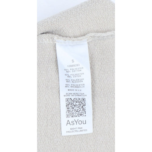 AsYou Men’s Beige Small Crew Neck Logo Pullover Sweatshirt