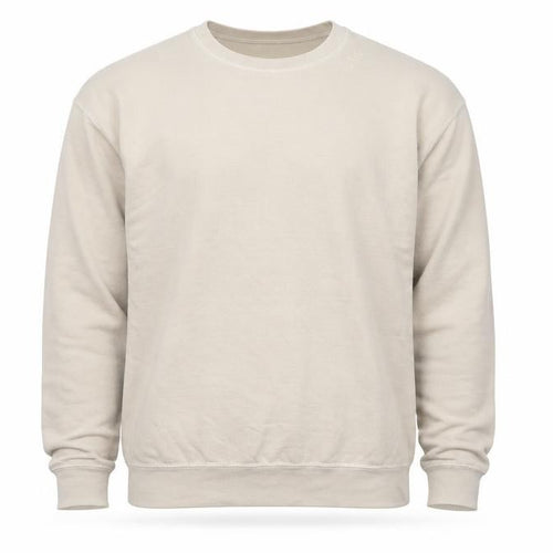 AsYou Men’s Beige Small Crew Neck Logo Pullover Sweatshirt