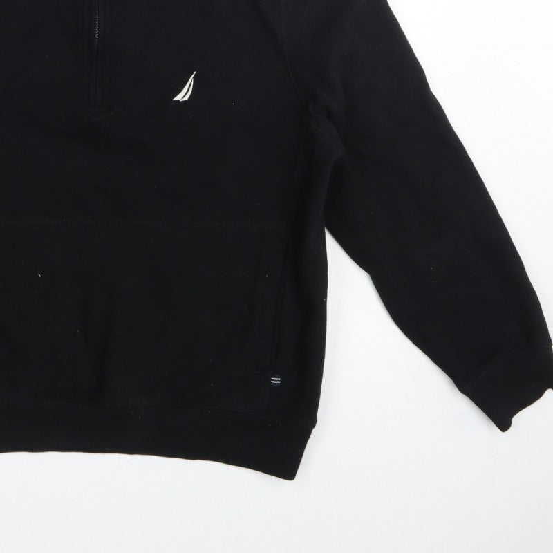 Nautica Men's Black M 1/4 Zip Pullover Logo Sweatshirt