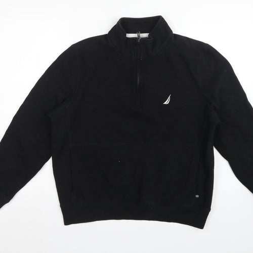 Nautica Men's Black M 1/4 Zip Pullover Logo Sweatshirt