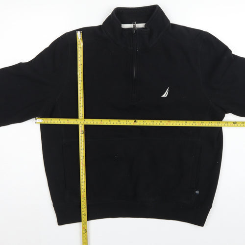 Nautica Men's Black M 1/4 Zip Pullover Logo Sweatshirt