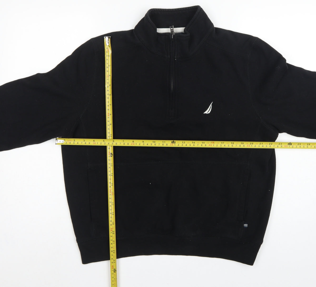 Nautica Men's Black M 1/4 Zip Pullover Logo Sweatshirt