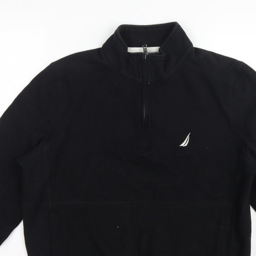 Nautica Men's Black M 1/4 Zip Pullover Logo Sweatshirt
