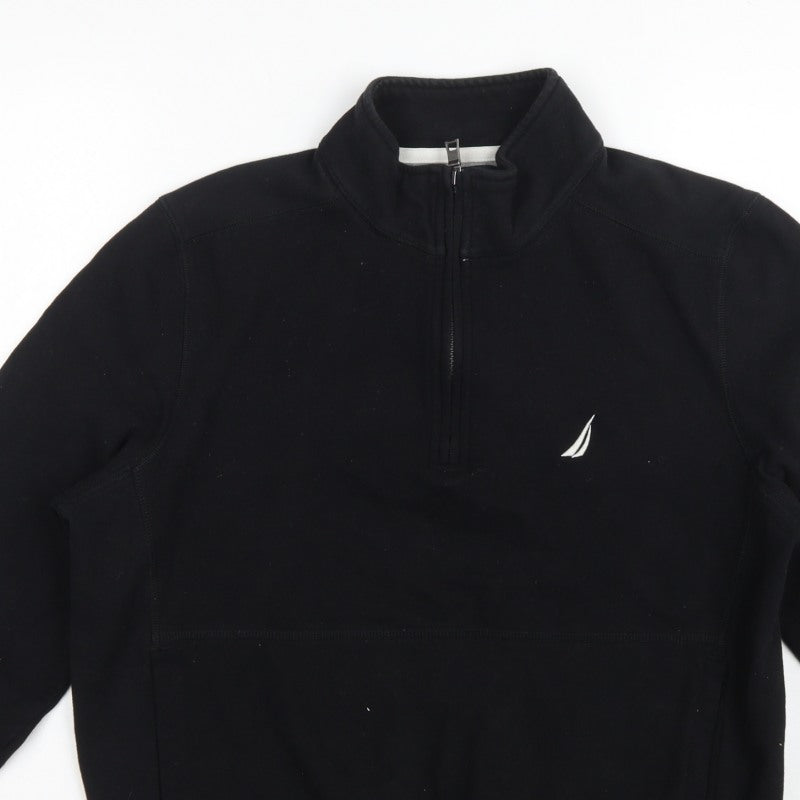 Nautica Men's Black M 1/4 Zip Pullover Logo Sweatshirt