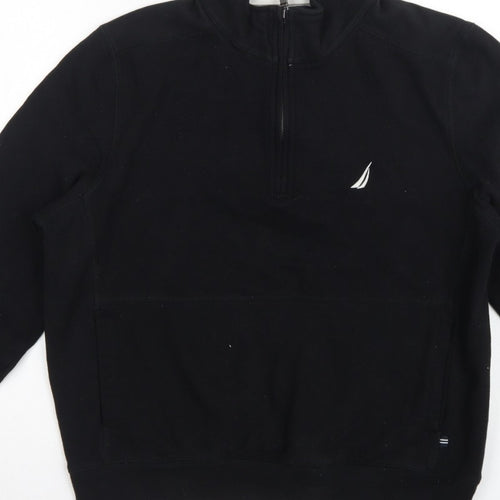 Nautica Men's Black M 1/4 Zip Pullover Logo Sweatshirt