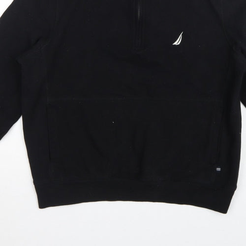 Nautica Men's Black M 1/4 Zip Pullover Logo Sweatshirt