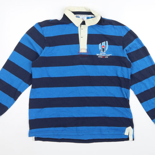 Rugby World Cup 2019 Men’s Blue Striped Long Sleeve Polo M