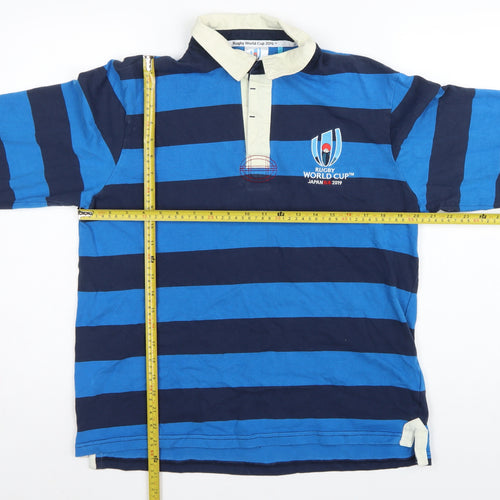 Rugby World Cup 2019 Men’s Blue Striped Long Sleeve Polo M