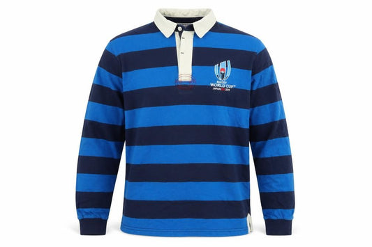Rugby World Cup 2019 Men’s Blue Striped Long Sleeve Polo M