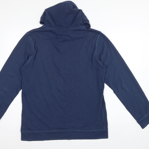 Esprit Men's Blue L Graphic Logo Hooded Pullover Sweatshirt