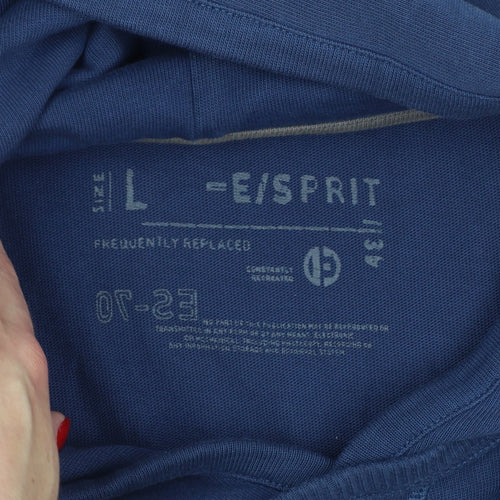 Esprit Men's Blue L Graphic Logo Hooded Pullover Sweatshirt