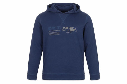 Esprit Men's Blue L Graphic Logo Hooded Pullover Sweatshirt
