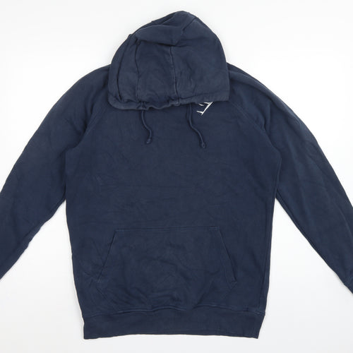 Gymshark Men’s Blue Small Pullover Hoodie Logo Cotton Fleece Sports