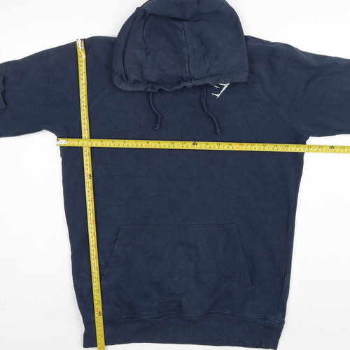 Gymshark Men’s Blue Small Pullover Hoodie Logo Cotton Fleece Sports
