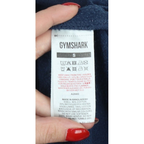 Gymshark Men’s Blue Small Pullover Hoodie Logo Cotton Fleece Sports