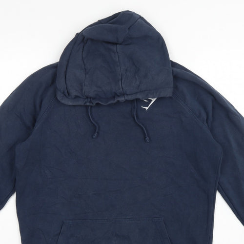 Gymshark Men’s Blue Small Pullover Hoodie Logo Cotton Fleece Sports