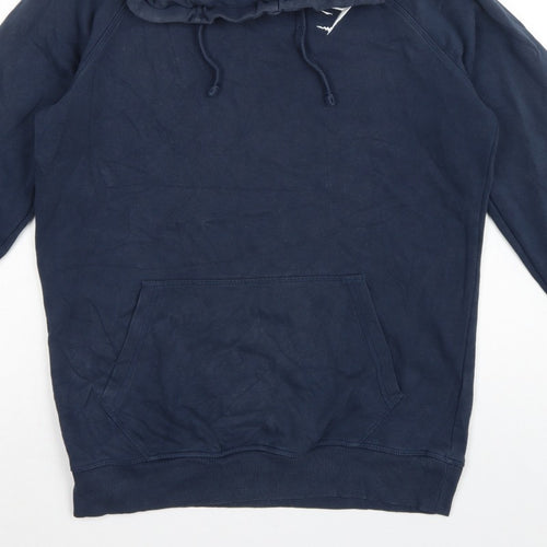 Gymshark Men’s Blue Small Pullover Hoodie Logo Cotton Fleece Sports