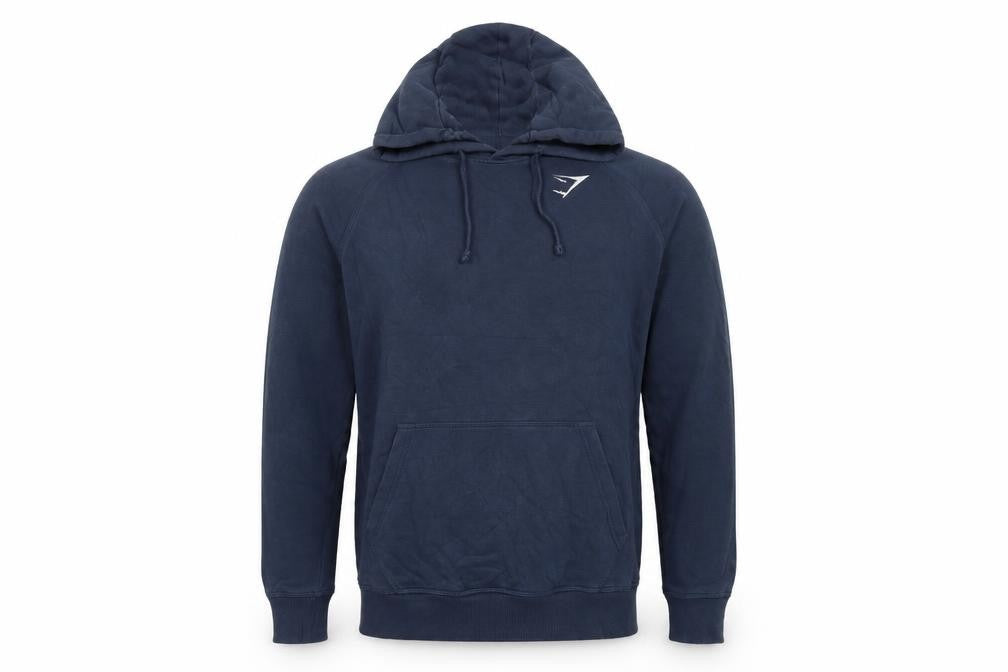 Gymshark Men’s Blue Small Pullover Hoodie Logo Cotton Fleece Sports