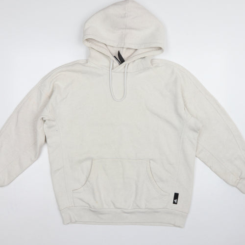 Adidas Women Ivory XS Pullover Hoodie Logo Kangaroo Pocket