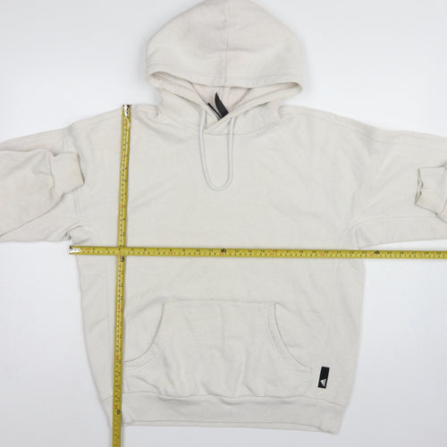 Adidas Women Ivory XS Pullover Hoodie Logo Kangaroo Pocket