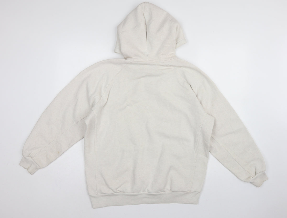 Adidas Women Ivory XS Pullover Hoodie Logo Kangaroo Pocket