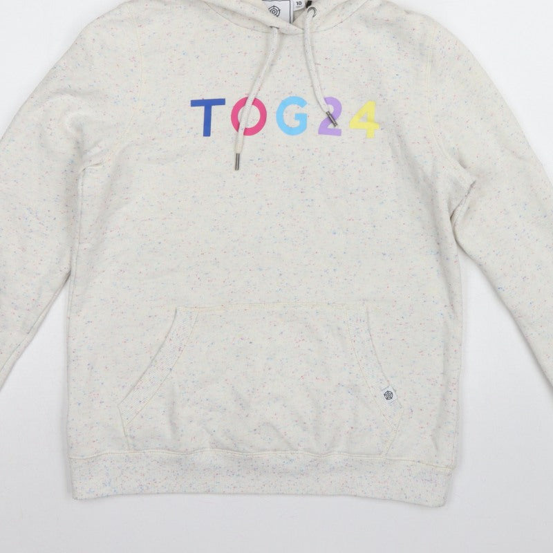TOG24 Women’s Ivory Speckle Hoodie UK 10 Pullover Logo Pocket